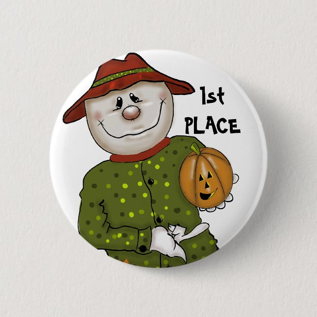 Niedlicher Halloween Scarecrow Contest-Preis Button (Vorderseite)