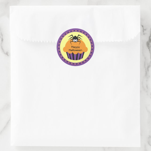 Niedlicher Halloween-Spider-Liebessticker Runder Aufkleber (Tasche)