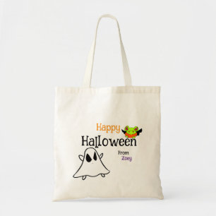 Niedlicher Halloween Tote Tag mit Ghostie & Frosch Tragetasche
