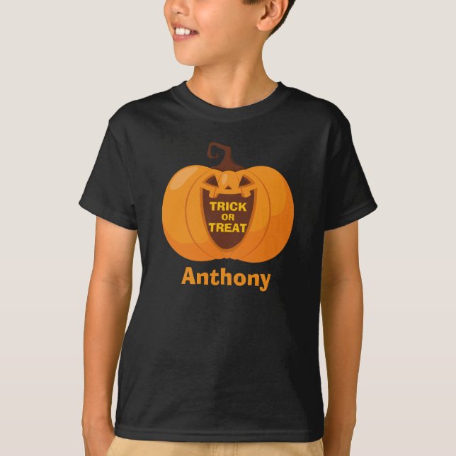 Niedlicher Halloween Trick oder Treat Funny Orange T-Shirt (Vorderseite)