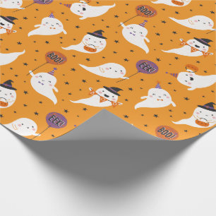 Niedlicher Halloween Trick oder Treat Ghosts Geschenkpapier