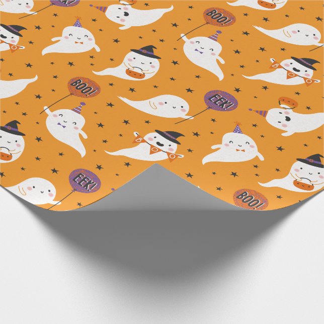 Niedlicher Halloween Trick oder Treat Ghosts Geschenkpapier (Ecke)