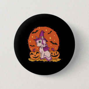 Niedlicher Halloween Unicorn Kürbiskölner Herbst Button