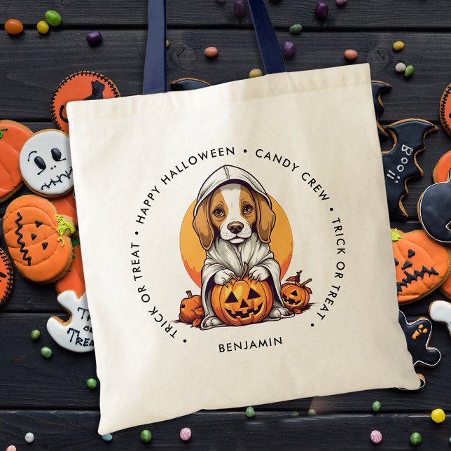 Niedlicher Halloween Welpenhund Lover Personalisie Tragetasche (Von Creator hochgeladen)