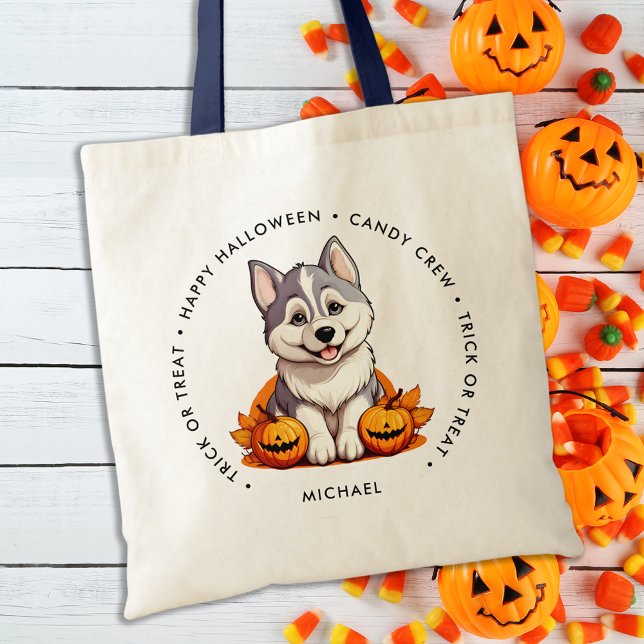 Niedlicher Halloween Welpenhund Personalisiert Can Tragetasche (Von Creator hochgeladen)