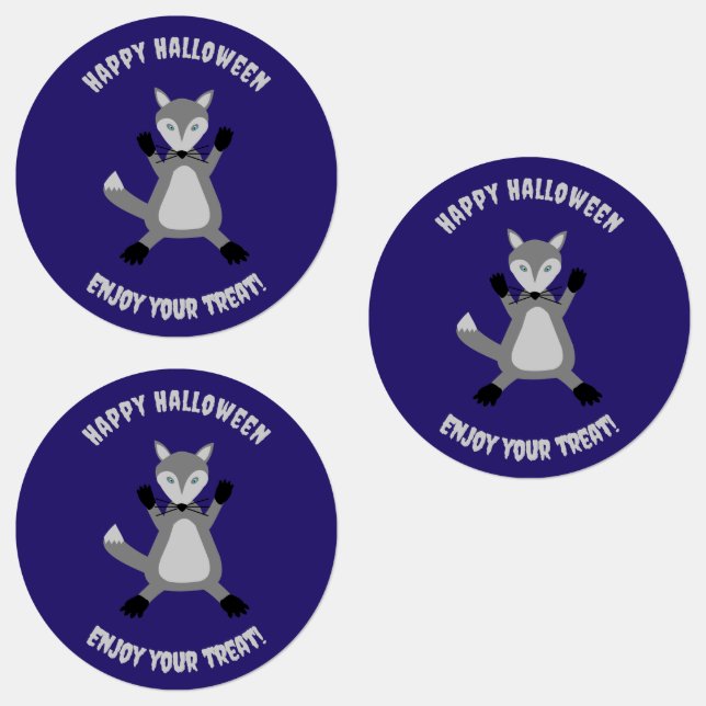 Niedlicher Halloween Wolf Custom Etiketten (Gruppe)