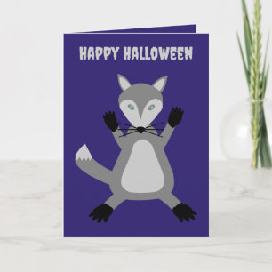 Niedlicher Halloween Wolf Custom Karte