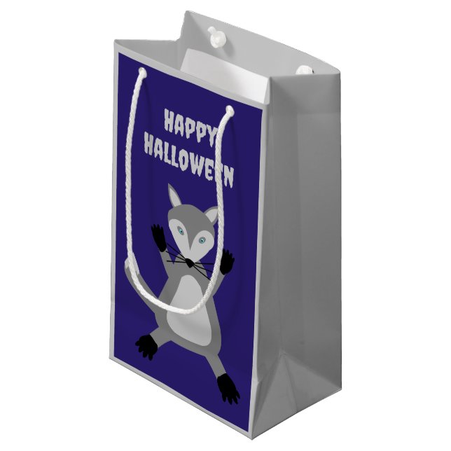 Niedlicher Halloween Wolf Custom Kleine Geschenktüte (Vorderseite Schrägansicht)
