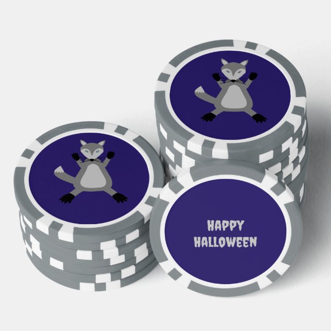 Niedlicher Halloween Wolf Custom Pokerchips (Stapel)