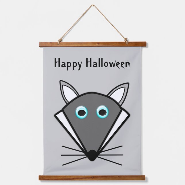 Niedlicher Halloween Wolf Custom Wandteppich Mit Holzrahmen (Vorderseite)