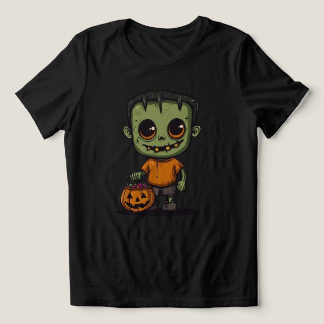 Niedlicher Halloween Zombie T - Shirt - Funny Tric (Design Vorderseite)