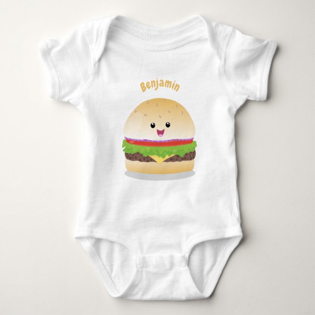 Niedlicher Hamburger-Cartoon Baby Strampler (Vorderseite)