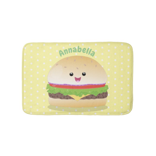 Niedlicher Hamburger-Cartoon Badematte (Vorderseite)