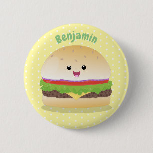 Niedlicher Hamburger-Cartoon Button