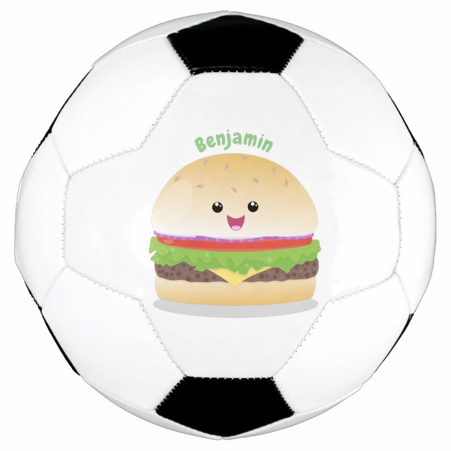 Niedlicher Hamburger-Cartoon Fußball (Vorderseite)