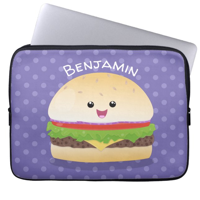 Niedlicher Hamburger-Cartoon Laptopschutzhülle (Vorderseite)