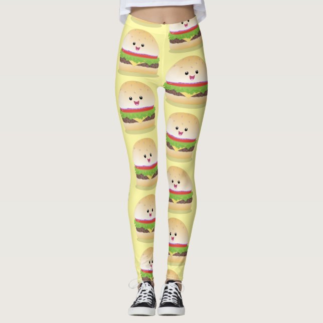Niedlicher Hamburger-Cartoon Leggings (Vorderseite)
