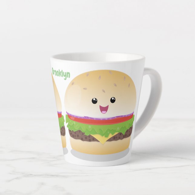 Niedlicher Hamburger-Cartoon Milchtasse (Rechte Ecke)