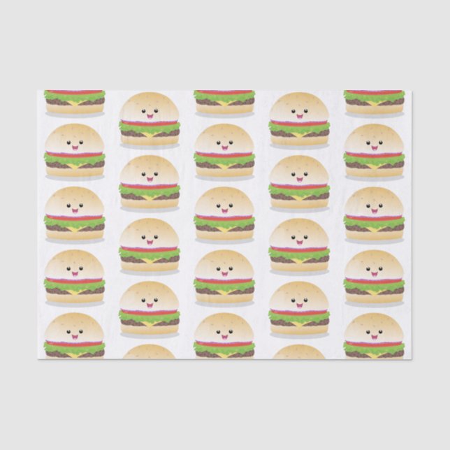 Niedlicher Hamburger-Cartoon Seidenpapier (Vorderseite)