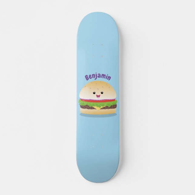 Niedlicher Hamburger-Cartoon Skateboard (Vorne)