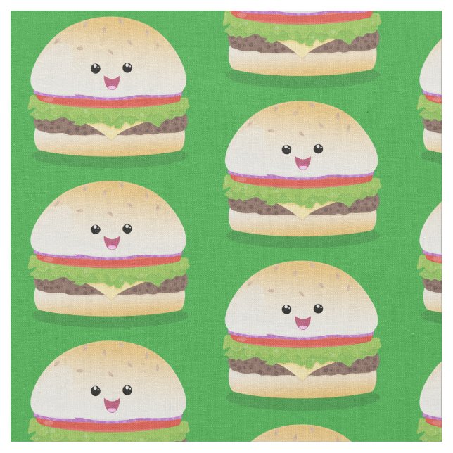 Niedlicher Hamburger-Cartoon Stoff (Nahaufnahme)