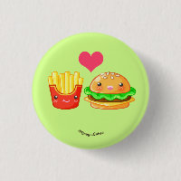 Niedlicher Hamburger u. Fischrogen Pinback Knopf