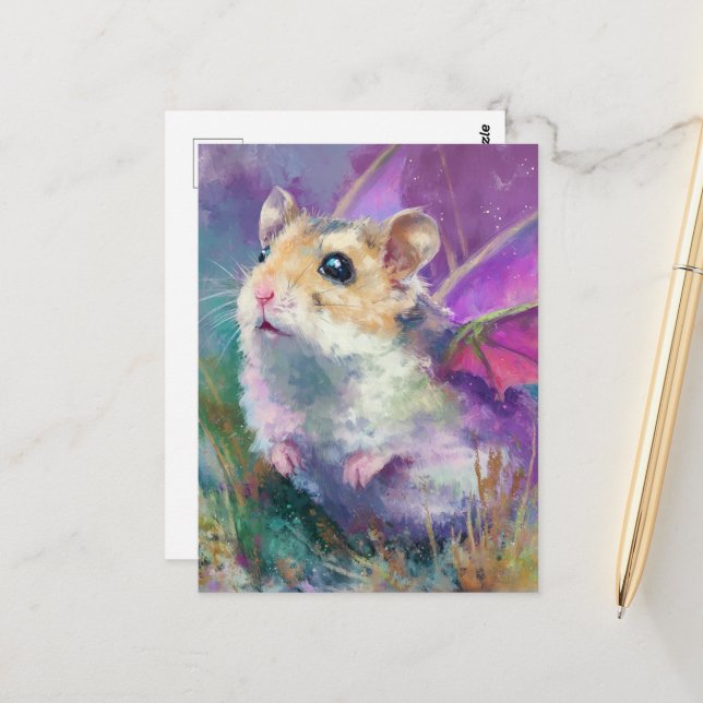 Niedlicher Hamster-Drache Postkarte (Vorderseite/Rückseite Beispiel)