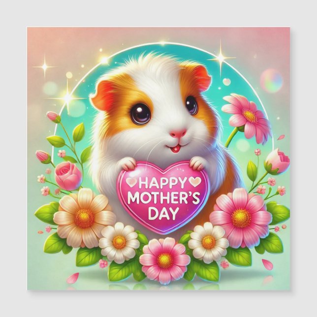 Niedlicher Hamster feiert Muttertag Magnetkarte (Vorderseite)