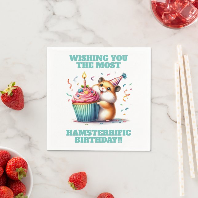 Niedlicher Hamster Heftkuchen Hamsterrier Geburtst Serviette (Beispiel)