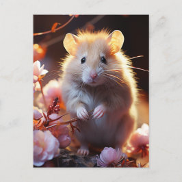 Niedlicher Hamster in den Blume Postkarte