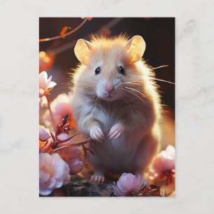 Niedlicher Hamster in den Blume Postkarte