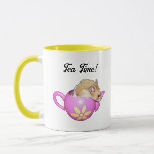 Niedlicher Hamster in rosa Teekanne mit Daisy-Foto Tasse
