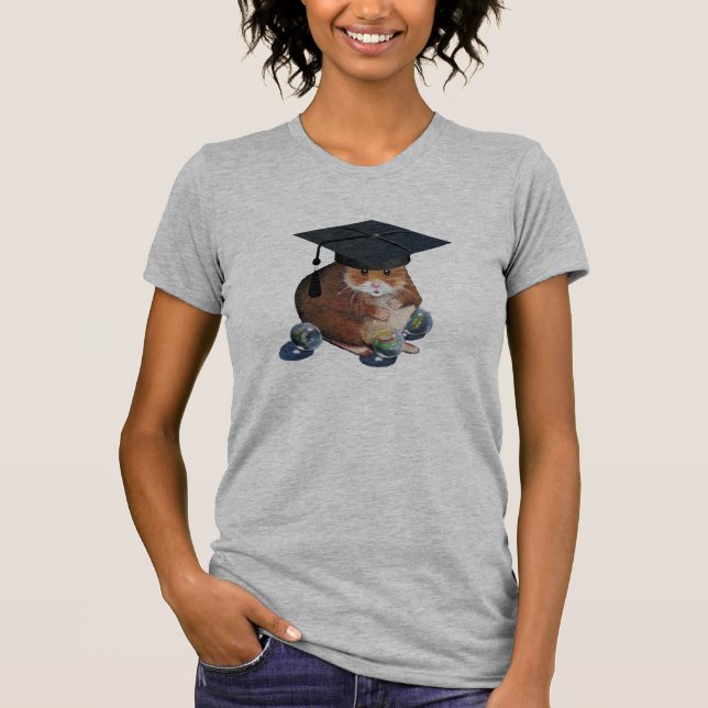 Niedlicher Hamster mit Abschluss-Kappe und T-Shirt (Vorderseite)