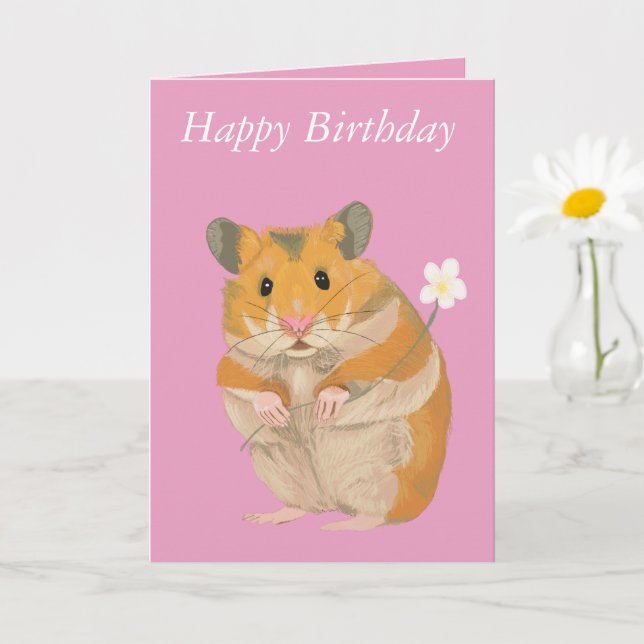 Niedlicher Hamster mit Blume Karte (Kleine Pflanze)