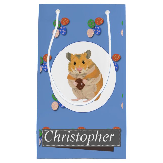 Niedlicher Hamster mit einem Ostereier Kleine Geschenktüte (Vorderseite)