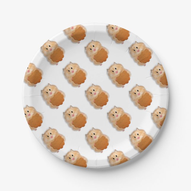 Niedlicher Hamster mit Keksillustrierung Pappteller (Vorderseite)