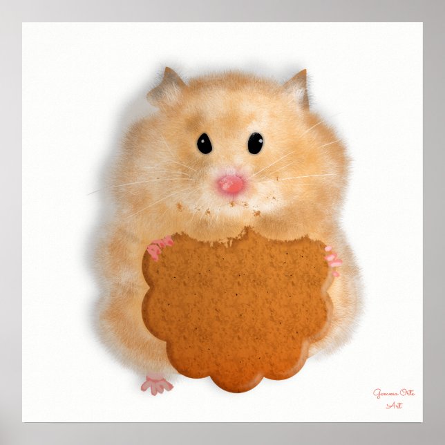 Niedlicher Hamster mit Kekskunst Illustration. Poster (Vorne)