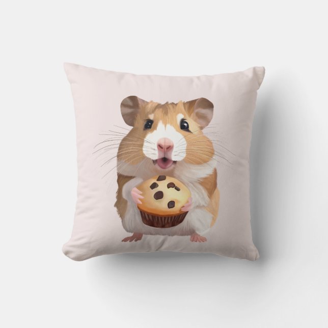 Niedlicher Hamster mit Muffin Kissen (Vorderseite)