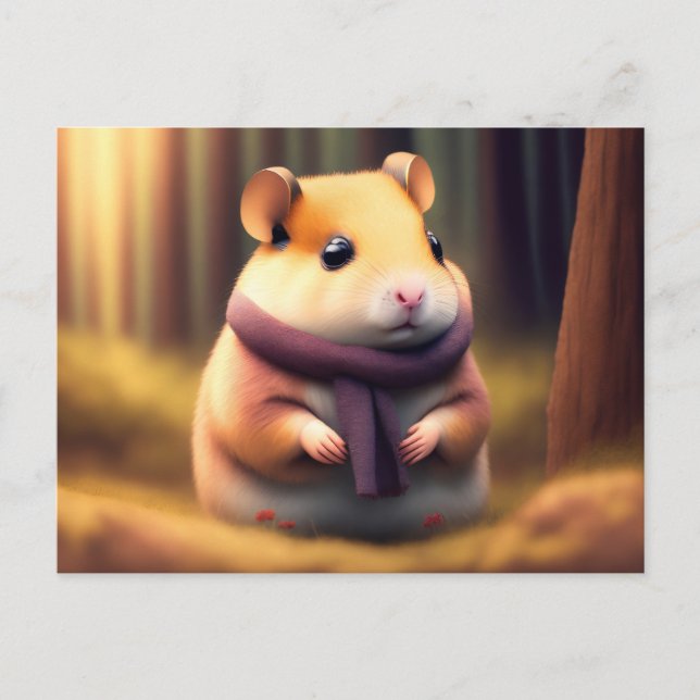 Niedlicher Hamster mit Schal Postkarte (Vorderseite)