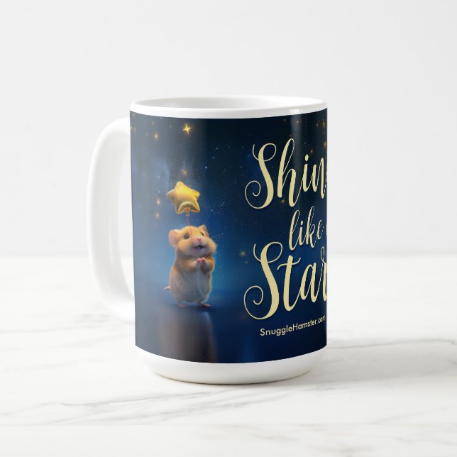 Niedlicher Hamster mit Text Shine wie ein Star Kaffeetasse (Vorderseite Links)