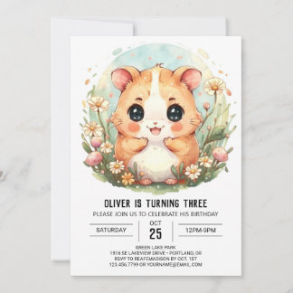 Niedlicher Hamster zum Geburtstag Einladung