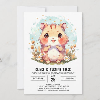 Niedlicher Hamster zum Geburtstag Einladung
