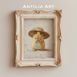 Niedlicher Hamstermaler Bauernhof Whimsical Animal Poster