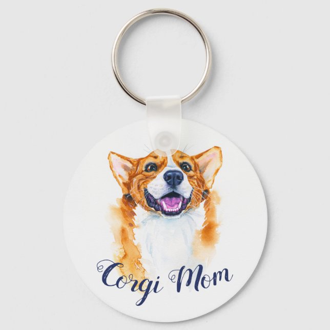 Niedlicher handgemalter Corgi-Hund Schlüsselanhänger (Vorderseite)