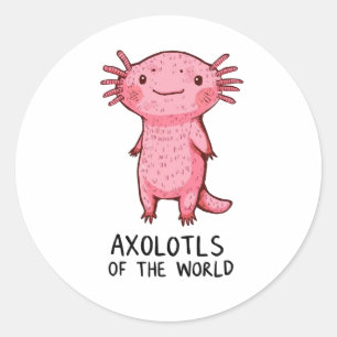 Niedlicher handGezeichnet Axolotl-Cartoon Runder Aufkleber