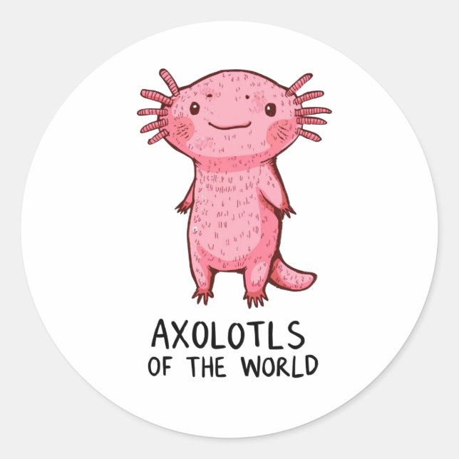 Niedlicher handGezeichnet Axolotl-Cartoon Runder Aufkleber (Vorderseite)