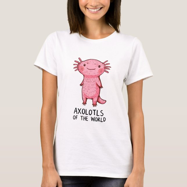 Niedlicher handGezeichnet Axolotl-Cartoon T-Shirt (Vorderseite)