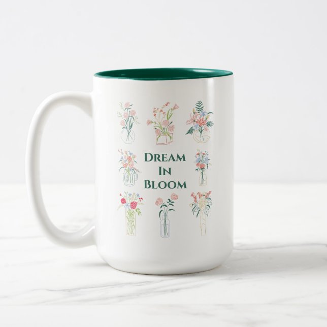Niedlicher handgezeichnet Blume Pot mit Text-Tasse Zweifarbige Tasse (Links)