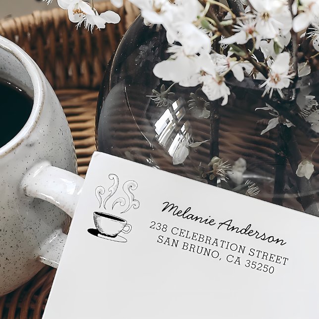 Niedlicher handgezeichnet Coffee Cup Name & Rückse Gummistempel (Von Creator hochgeladen)