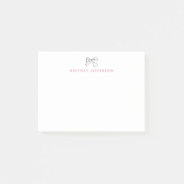 Niedlicher handgezeichneter Coquette Bow Pink Pers Post-it Klebezettel (Vorderseite)